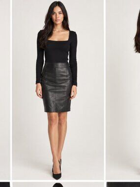 Black Leather Pencil Skirt Size XS (3/4) BB Dakota Vintage Leather